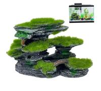 Pet Ornaments, Aquarium View Stone, 6.7x2.4x4.5" Mossed Aquarium Hideout, Submersible Resin Decorations Large, DIY Friendly Fish Tank Accessories