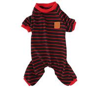 Pet Pajamas Soft Knitting Jumpsuit 4 Feet Stripe for Dogs and Cats - Comfortable Polyester Fabric, Easy Wear, Casual and Travel Use (M)