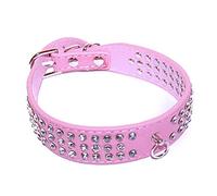 Pet Palace® "Debonair Doggy Suede Diamante Studded Luxury Collar for Dogs of Distinction (PETAL PINK LARGE)