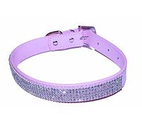 Pet Palace® "Pretty in Pink Leather Diamante Studded Pink Dog Collar SALE (Small (10.5-13 inch neck)