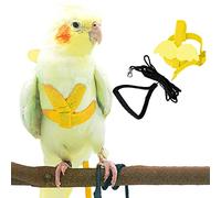 Pet Parrot Bird Harness and Leash, Adjustable Training Design Anti-Bite, Bird Nylon Rope with Cute Wing for Parrots, Suitable for Alexandrine, Scarlet, Keck, Mini Macaw and Same Size Birds (Yellow)