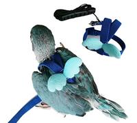 Pet Parrot Bird Harness Leash Adjustable Bird Flying Harness Traction Rope with Cute for Parrots Budgerigar Lovebird Cockatiel Mynah Outdoor Training Toy (Mynah,Blue)