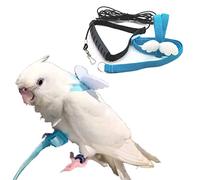 Pet Parrot Bird Harness Leash Adjustable Bird Flying Harness Traction Rope with Cute for Parrots Budgerigar Lovebird Cockatiel Mynah Outdoor Training Toy (Mannikin/Finch,White)