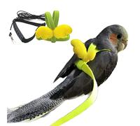 Pet Parrot Bird Harness Leash Adjustable Bird Flying Harness Traction Rope with Cute for Parrots Budgerigar Lovebird Cockatiel Mynah Outdoor Training Toy (Mannikin/Finch,Yellow)