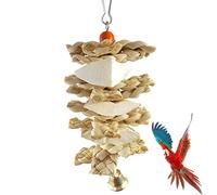 Pet Parrot Bird Natural Grass Toys,Cuttlefish Bone Beak Grinding Parrot Cage Toys with Bell,Chewing Bite Cage Hanging Toy for African Greys Budgies Parakeet Cockatiel Parrot Lovebird Conure (A)