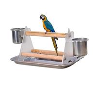 Pet Parrot Perch - Indoor Tabletop Playground, Removable Stable Rack, Eco Friendly Handcrafted Durablee Base | Multifunctional Exercise Climbing Station for Canaries Lovebird Cockatoos Finches Parrots