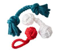 Pet Passion 3-Pack Organic Cotton Dog Rope Pull Toys for All Pet Breeds, Holiday, One Size