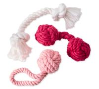 Pet Passion 3-Pack Organic Cotton Dog Rope Pull Toys for All Pet Breeds, Pink Ombre, One Size