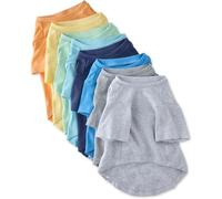 Pet Passion 8-Pack Short Sleeve Pet T-Shirt 100% Organic Cotton Tees Clothes for Small, Medium, Large Dogs | Toby II, Rainbow Blue, Small