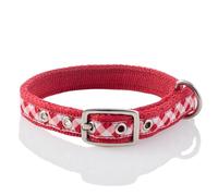 Pet Passion Adjustable Recycled Ribbon Dog Collar for All Pet Breeds, Red Buffalo Plaid, Large