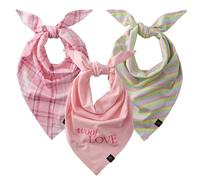 Pet Passion Bandit - The PET Bandana 100% Organic Cotton Pet Bandanas Clothes for Small, Medium, Large Dogs , 3-Pack Pink Preppy Plaid, X-Small/Small