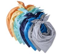 Pet Passion Bandit - The PET Bandana, 8 Pack 100% Organic Cotton Pet Bandanas Clothes for Small, Medium, Large Dogs , Rainbow Blue, Medium/X-Large