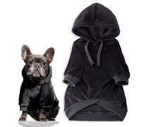 Pet Passion Cooper II Organic Cotton Velour Dog Hoodie Pet Coat for Small, Medium and Large Dogs, Black, XX-Large