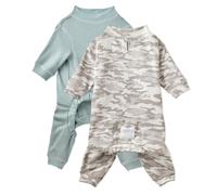 Pet Passion Johnny - The Thermal Long John Pajama 2 Pack Organic Cotton Dog Pajamas Clothes for Small, Medium, Large Dogs , Sage Camo, Large