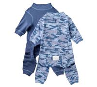 Pet Passion Johnny - The Thermal Long John Pajama 2 Pack Organic Cotton Dog Pajamas Clothes for Small, Medium, Large Dogs , Navy Camo, XX-Small