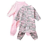 Pet Passion Johnny - The Thermal Long John Pajama 2 Pack Organic Cotton Dog Pajamas Clothes for Small, Medium, Large Dogs , Pink Camo, X-Small