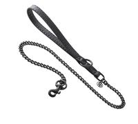 Pet Passion Links - The Saddle Stitch Vegan Leather Chain Dog Leash, 6 Ft., Durable Heavy Duty Pet Leash, for Small, Medium and Large Dogs , Black Beauty, One Size