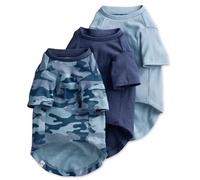 Pet Passion Multipack 100% Organic Cotton Dog Short Sleeve T-Shirt Pet Tees for All Breeds, Camo-Navy, Large