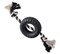 Pet Passion Natural Rubber Tire and Organic Cotton Rope Pull and Chew Dog Toy for All Pet Breeds, Black, One Size