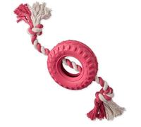 Pet Passion Natural Rubber Tire and Organic Cotton Rope Pull and Chew Dog Toy for All Pet Breeds, Pink, One Size