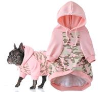 Pet Passion Rocky II Extra Comfortable Organic Cotton/Recycled Polyester Hoodie for Small, Medium and Large Dogs, Medium Pink Camo, XXX-Small (up to 5 lbs)