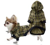 Pet Passion Rocky II - The Extra Comfy Hoodie, Organic Cotton and Recycled Poly Dog Hoodie Pet Coat Sweater for Small, Medium, Large Dogs , Olive Chesterfield Plaid, Large