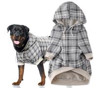 Pet Passion Rocky II - The Extra Comfy Hoodie, Organic Cotton and Recycled Poly Dog Hoodie Pet Coat Sweater for Small, Medium, Large Dogs , Gray Chesterfield Plaid, Medium