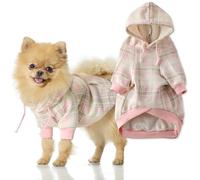 Pet Passion Rocky II - The Extra Comfy Hoodie, Organic Cotton and Recycled Poly Dog Hoodie Pet Coat Sweater for Small, Medium, Large Dogs , Pink Chesterfield Plaid, X-Large