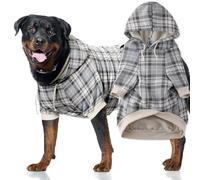 Pet Passion Rocky II - The Extra Comfy Hoodie, Organic Cotton and Recycled Poly Dog Hoodie Pet Coat Sweater for Small, Medium, Large Dogs , Gray Chesterfield Plaid, X-Small