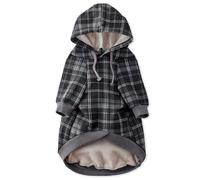 Pet Passion Rocky II - The Extra Comfy Hoodie, Organic Cotton and Recycled Poly Dog Hoodie Pet Coat Sweater for Small, Medium, Large Dogs , Black Sand Plaid, Large