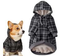Pet Passion Rocky II - The Extra Comfy Hoodie, Organic Cotton and Recycled Poly Dog Hoodie Pet Coat Sweater for Small, Medium, Large Dogs , Black Sand Plaid, XX-Small