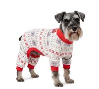 Pet Passion Snooze - The Ultimate Pajama Pj for Dogs Organic Cotton Dog Pullover Pj Clothes for Small, Medium and Large Dogs , Nordic Fair Isle Ivory, X-Small