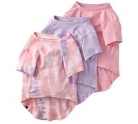 Pet Passion Toby II - The Perfect Tee, 3 Pack Short Sleeve Pet T-Shirt 100% Organic Cotton Tees Clothes for Small, Medium, Large Dogs , Pink Tie Dye, Medium (20-45 lbs)