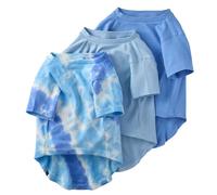 Pet Passion Toby II - The Perfect Tee, 3 Pack Short Sleeve Pet T-Shirt 100% Organic Cotton Tees Clothes for Small, Medium, Large Dogs , Blue Tie Dye, Large (40-60 lbs)
