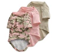 Pet Passion Toby II - The Perfect Tee, 3 Pack Short Sleeve Pet T-Shirt 100% Organic Cotton Tees Clothes for Small, Medium, Large Dogs , Pink Camo, Medium (20-45 lbs)