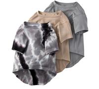 Pet Passion Toby II - The Perfect Tee, 3 Pack Short Sleeve Pet T-Shirt 100% Organic Cotton Tees Clothes for Small, Medium, Large Dogs , Black Sand Tie Dye, Small (10-25 lbs)