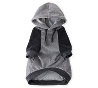 Pet Passion Velour Dog Pet Hoodie Coat for Small, Medium and Large Dogs, Heather Gray Color Block, X-Large