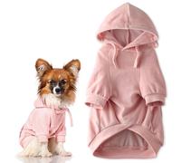Pet Passion Velour Dog Pet Hoodie Coat for Small, Medium and Large Dogs, Pink, Small
