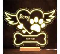 Pet Paw Angel Wings Bone Cat Dog Loss Memorial Personalised Gift Night Light | Personalised Gift For Home, Lamp Room Décor | Kids & Adults Night Lights With Name | Personalised Gift For Bedroom |