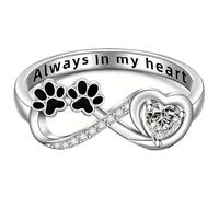 Pet Paw Print Commemorative Ring - Forever Remembered, Cute Cat Dog Claw Paw Puppy Rings, Jewelry Gifts for Pet Lovers (9)