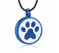 Pet Paw Print Cremation Jewelry for Ashes for Dog/Cat Funeral Memorial Urn Necklace Ashes Holder Keepsake Cremation Urn Pendant(Blue)