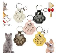 Pet Paw Shaped Leather Keychain, Cute Leather Pet Hairs Collector Holder, Unique Memorial Collection Key Chain Keepsake, Keychain Leathers for Collecting Cat and Dog Hair (SetL)