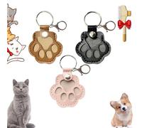Pet Paw Shaped Leather Keychain, Cute Leather Pet Hairs Collector Holder, Unique Memorial Collection Key Chain Keepsake, Keychain Leathers for Collecting Cat and Dog Hair (SetA)