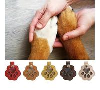 Pet Paw Shaped Leather Keychain, Dog Hair Collector Keychains Charm Memorial Storage Box, Cat Unique Memorial Collection Key Chain, Handmade Keys Holder for Collecting Cats and Dogs Hair(Yellow+Red)