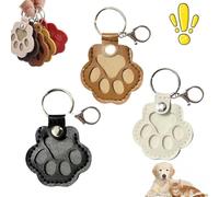 Pet Paw Shaped Leather Keychain, Dog Hair Collector Keychains Charm Memorial Storage Box, Cat Unique Memorial Collection Key Chain, Handmade Keys Holder for Collecting Cats and Dogs Hair(Black+Khaki+W