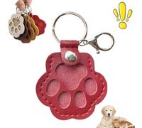 Pet Paw Shaped Leather Keychain, Dog Hair Collector Keychains Charm Memorial Storage Box, Cat Unique Memorial Collection Key Chain, Handmade Keys Holder for Collecting Cats and Dogs Hair(Red-1PC)