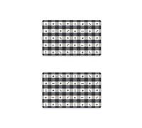 Pet Paws Check Melamine Pet Feeding Placemat - 19" x 11.5" - Black - Set of 2