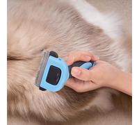 Pet peeling brush with soft bristles, ergonomic and easy to clean, ideal for removing dead hair and improving coat.