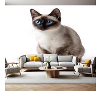Pet Photo Wallpaper Animal Siamese cat Wall Murals for Living Room Bedrooms Office Tv Background Wall Large Mural Poster 300 x 210 cm Home Decoration