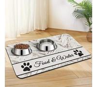 Pet Placemat Fast-Drying Diatomaceous Earth Kitten Puppy Feeding Mat - Splash-Proof Absorbent Easy To Clean for Dog Cat Washable Pet Feeding Mats (Beige,60x90 cm)